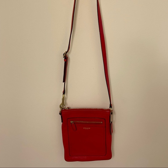 Coach Red Leather Crossbody Bag with Gold Hardware - Picture 4 of 9